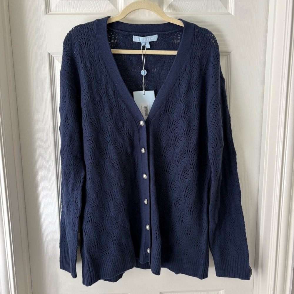 New Hill House Navy Simple Cardigan Sweater